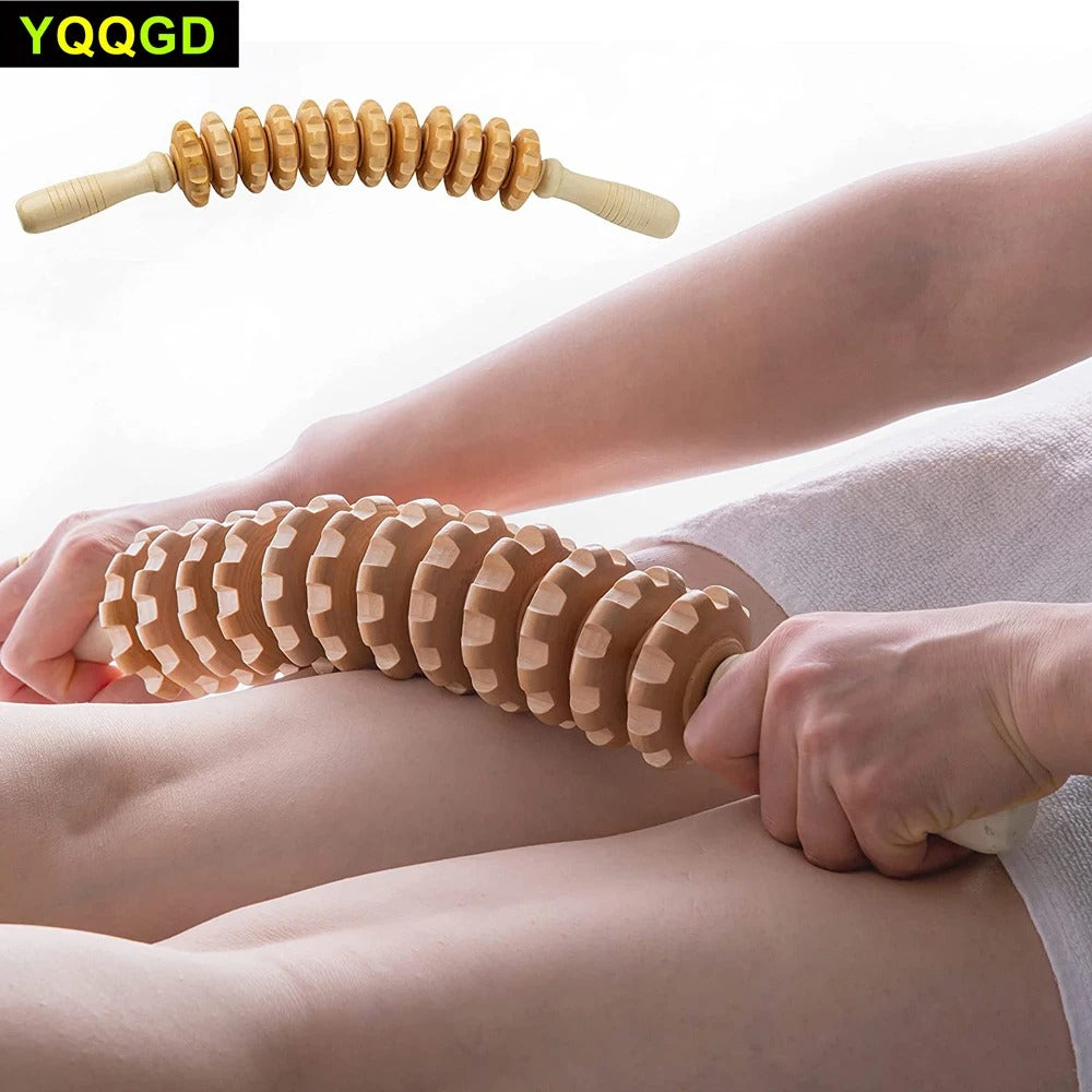 MaderoPro™ – Bâton de Massage en Bois Thérapeutique 12 Roues