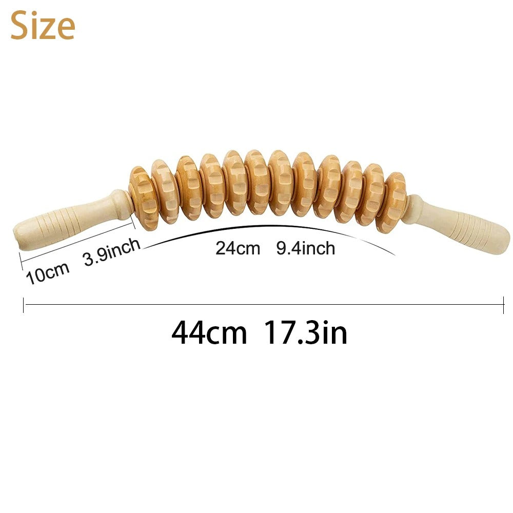 MaderoPro™ – Bâton de Massage en Bois Thérapeutique 12 Roues