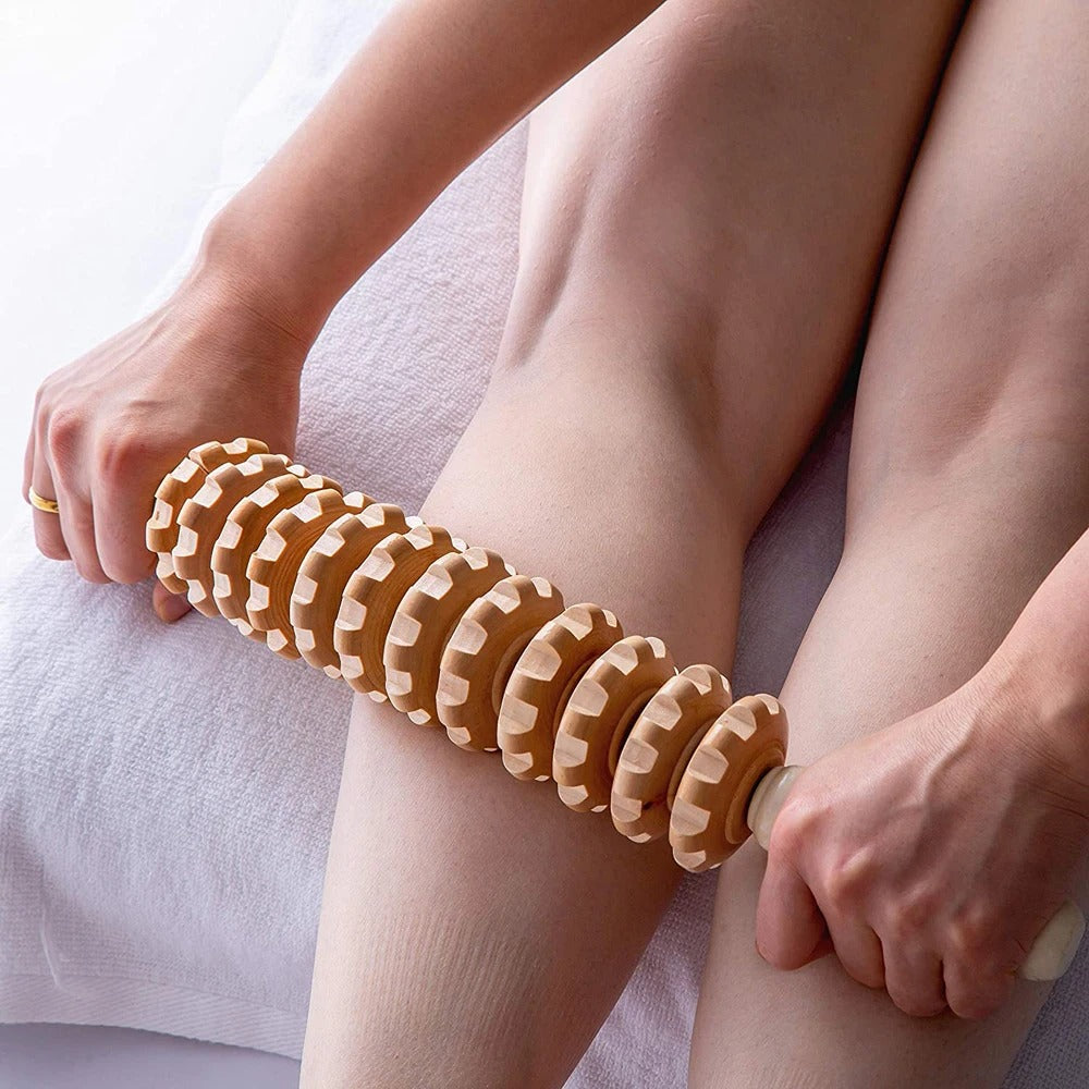 MaderoPro™ – Bâton de Massage en Bois Thérapeutique 12 Roues