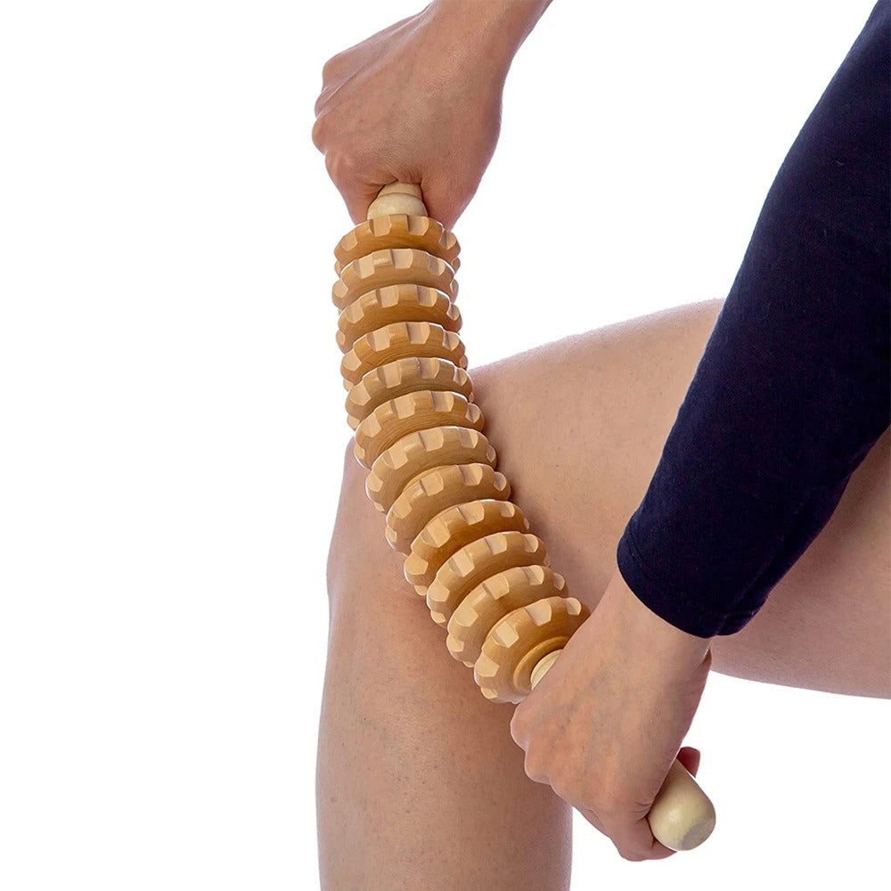 MaderoPro™ – Bâton de Massage en Bois Thérapeutique 12 Roues