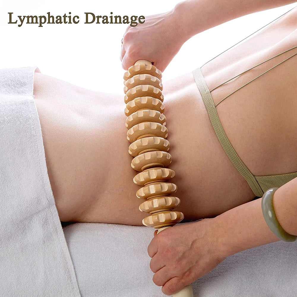 MaderoPro™ – Bâton de Massage en Bois Thérapeutique 12 Roues
